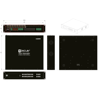 Матричный коммутатор с дисплеем 8х8 сигналов HDMI 4К/60 VEO-MXH48T